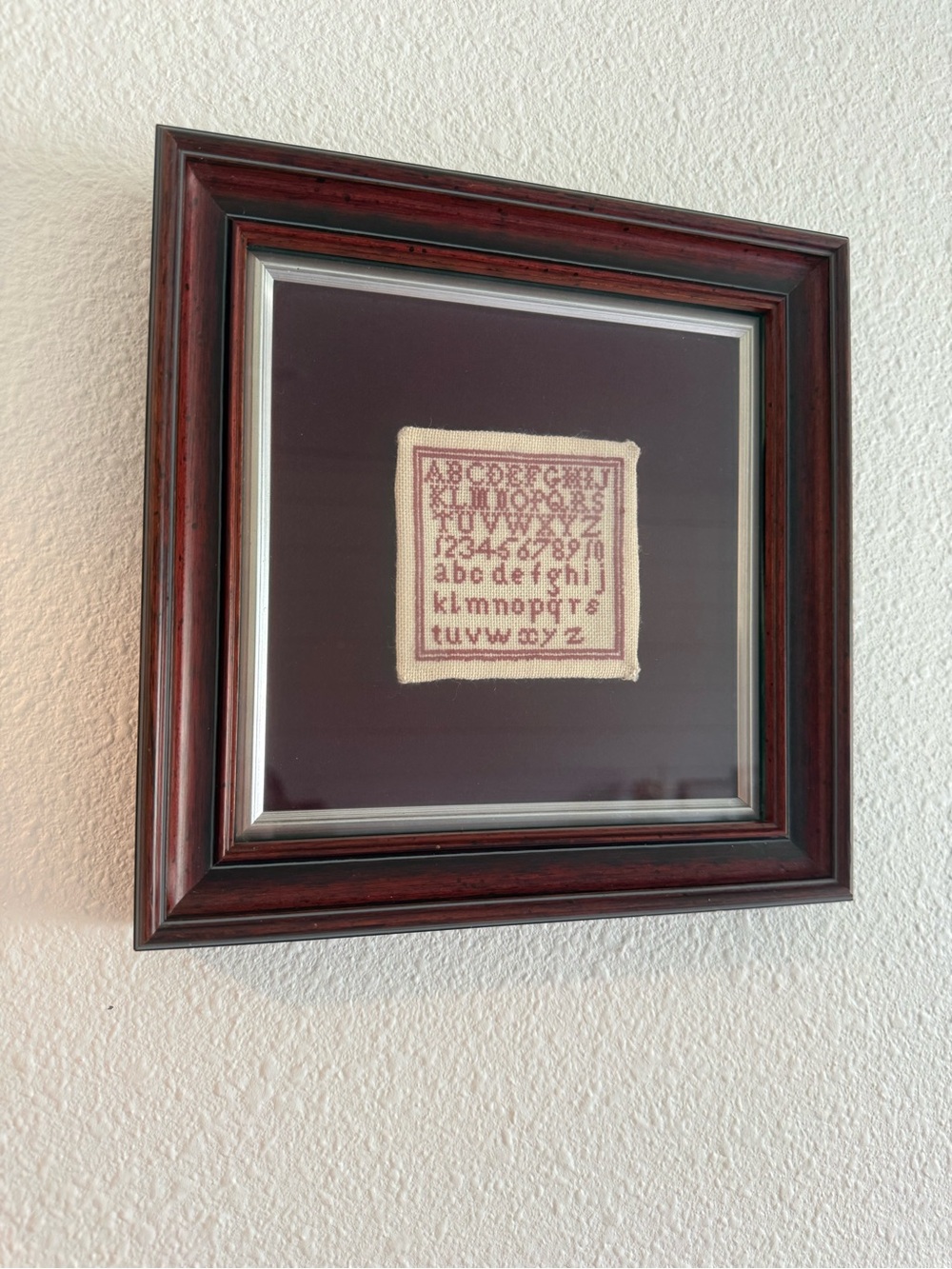 Framed Miniature English Sampler Cross-Stitch by the Scarlet Letter